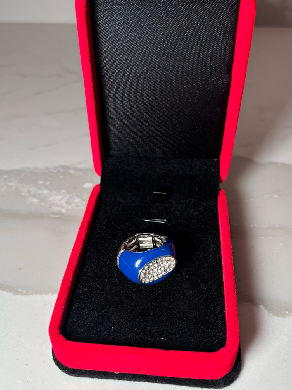 Blue Pavé Crystal Statement Ring - Women Jewelry